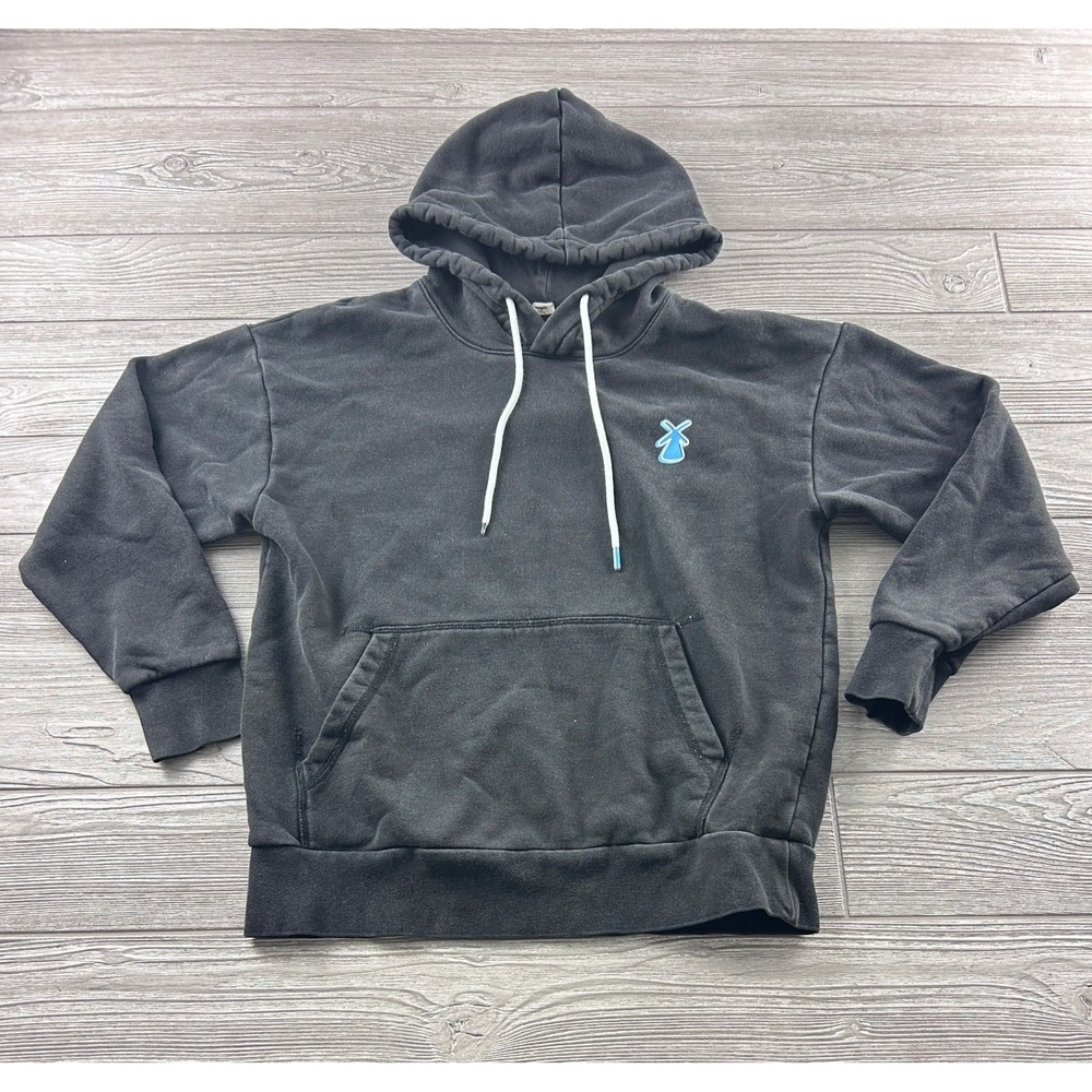 Dutch Bros Coffee Graphic Hoodie Mens Small Black Windmill Logo Sweatshirt